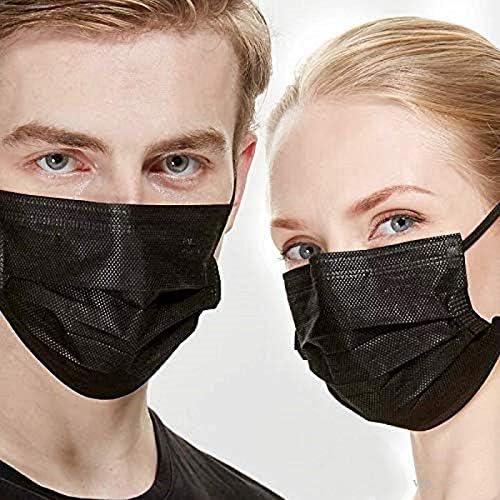 100PCS 3 Ply Black Disposable Face Mask