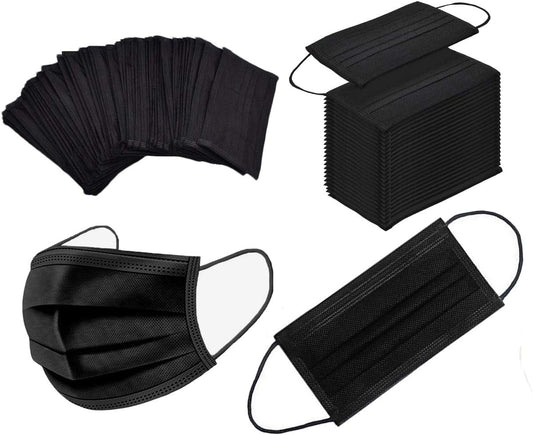 100PCS 3 Ply Black Disposable Face Mask