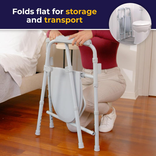 Folding Steel Bedside Commode Chair